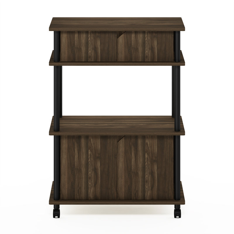 Romia Wood Kitchen Cart, Walnut/Black