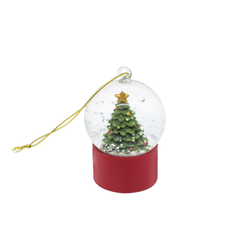 Red Resin and Glass Christmas Tree Water Globes Set of 6