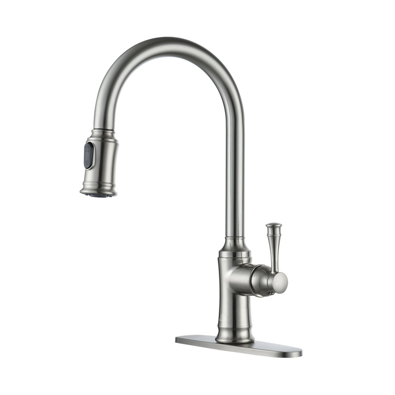 CASAINC 1.8 GPM Single-Handle Pull-Down Kitchen Faucet Single Hole Faucet, Brushed Nickel