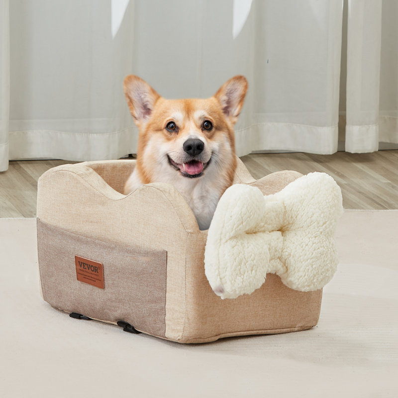 Siège d'auto pour chien avec console centrale pour petit chien 8 lb, Beige