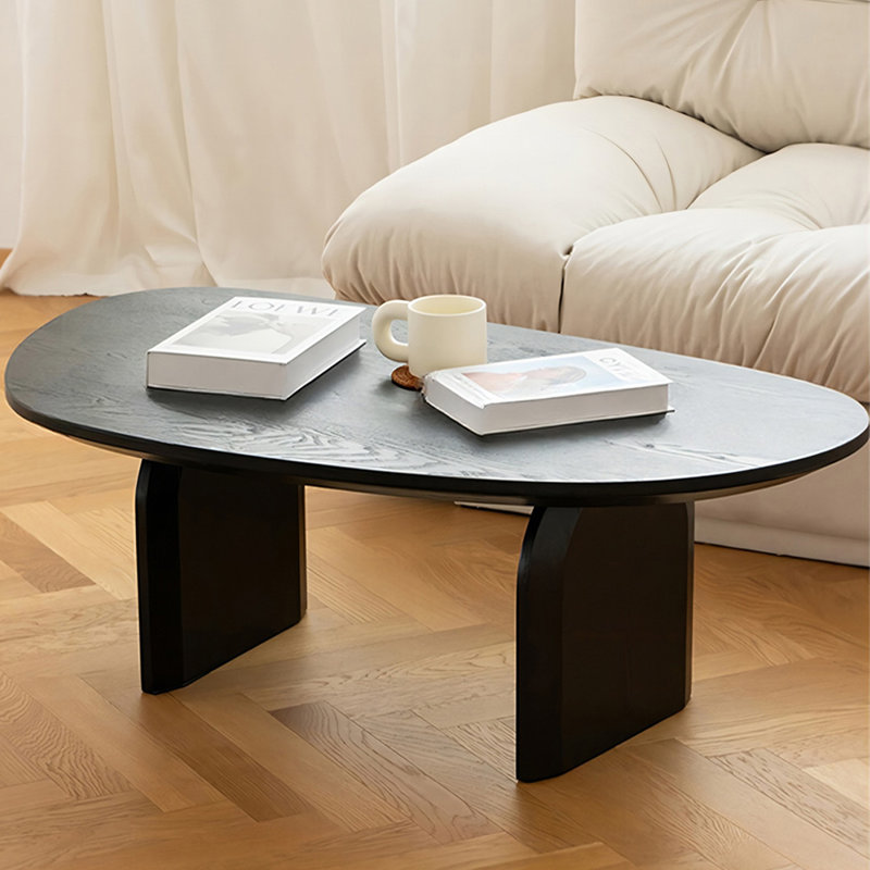 Table basse noire en bois massif