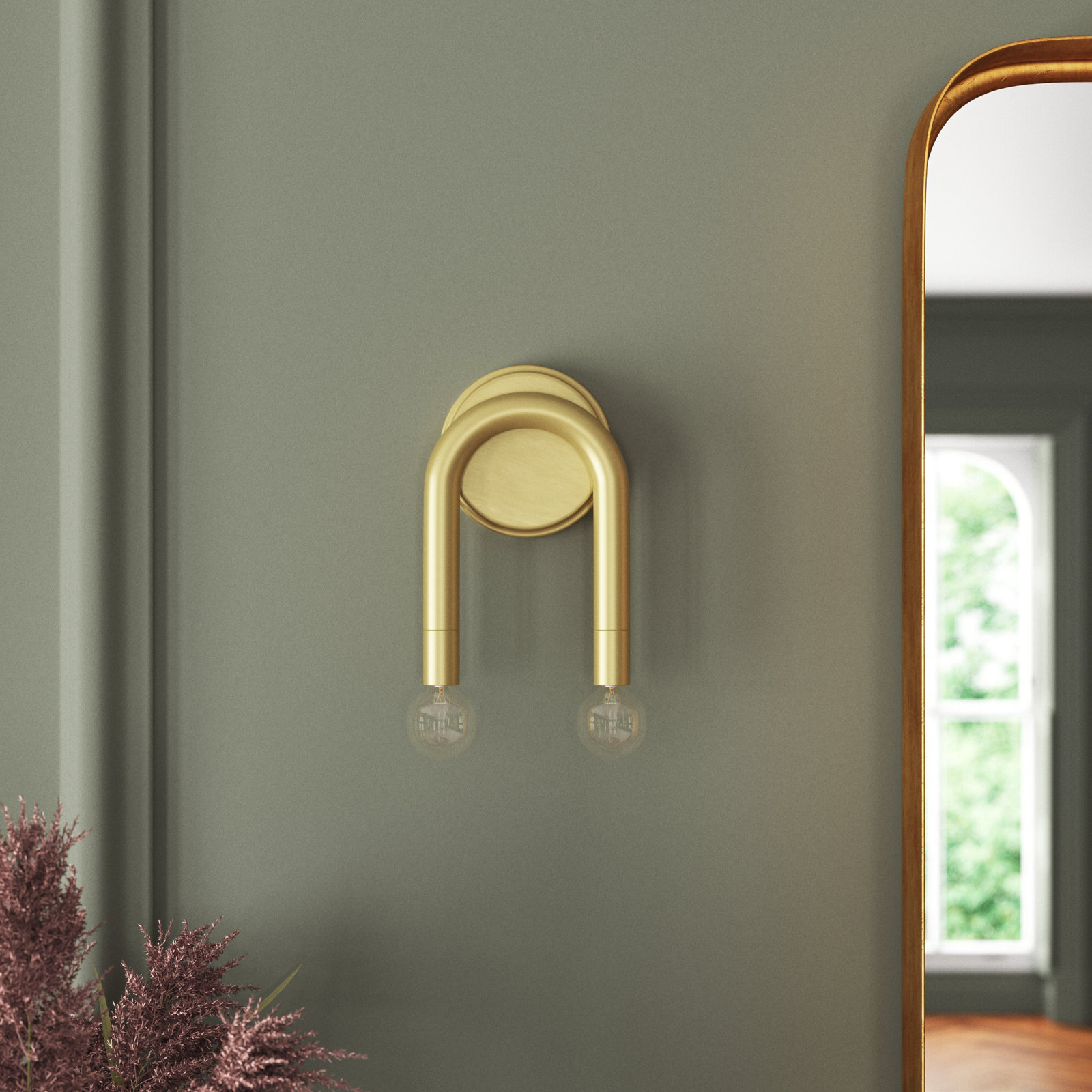 Yula 2 Light Dimmable Wall Sconces, Natural Brass