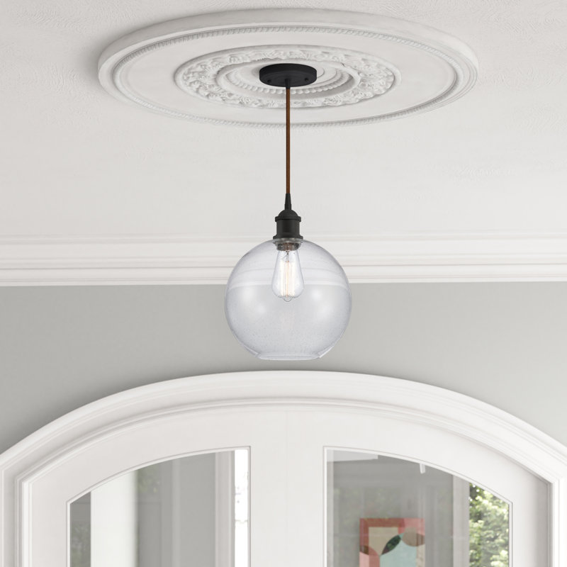 Luminaire suspendu sphère 1 lumière Baptista, Ampoule DEL 6 watts Vinage, Grainé, Bronze huilé