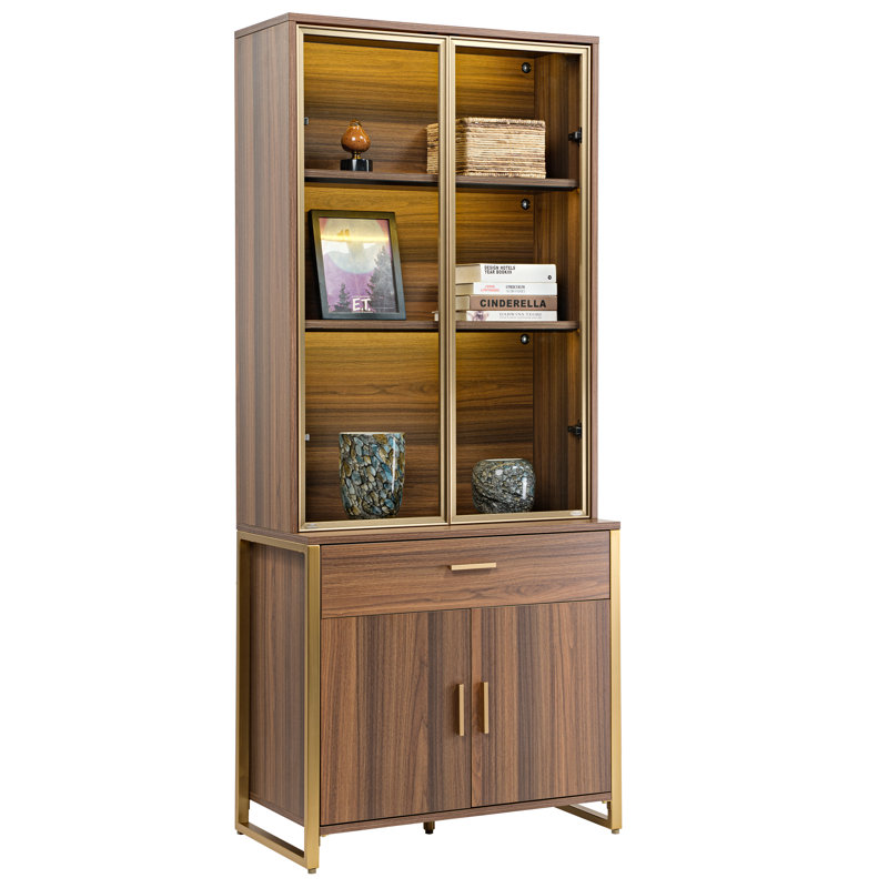 Chickasha Storage Bookcase, Brown/Gold