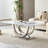 50.4 Inch Modern Rectangular Coffee Table,Marble Pattern MDF Top ,Silver Stainless Steel Base.