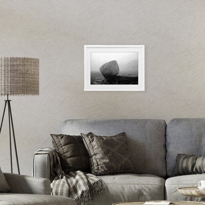 Lone Isolated Rock Framed Print Under Glass, design by James Rodewald