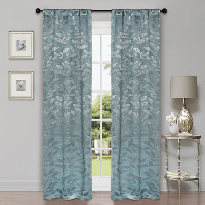  Modern Bohemian Leaves Pattern 100% Polyester Machine Washable Room Darkening Blackout Curtains