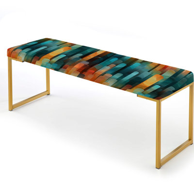 Poupart Abstract Popsicle Parade I - Striped Upholstered Gold Bench
