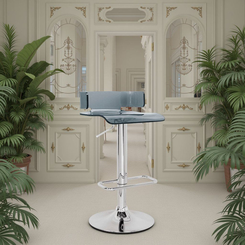 Tabouret de comptoir pivotant à 360 ° - Acrylique lisse, base chromée, réglable en hauteur?, Gris
