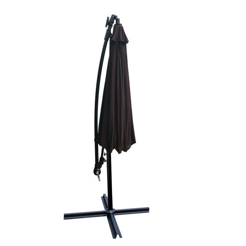 Parasol de 10 pi avec lumières solaires - facile à utiliser, 8 nervures, pour le matériel de piscine de terrasse, jardin