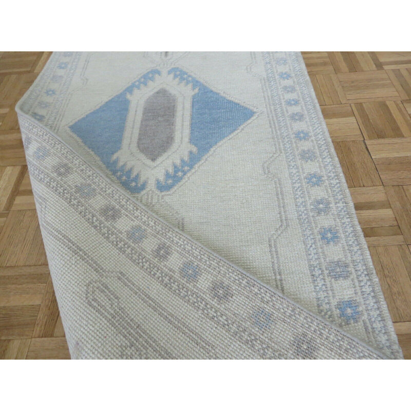 Tapis oriental turc Oushak ivoire noué à la main 3 x 20 7F2AD5AB92A54422ABF7CD3FFC96A49E