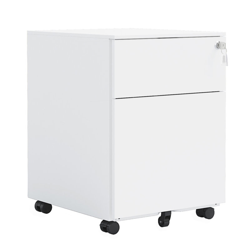 Accent Cabinet, 2 Drawer Mobile File Cabinet With Lock Steel, File Cabinet, White