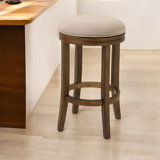 Mcgriff Solid Wood Swivel Backless Counter Height Bar Chair With Footrest