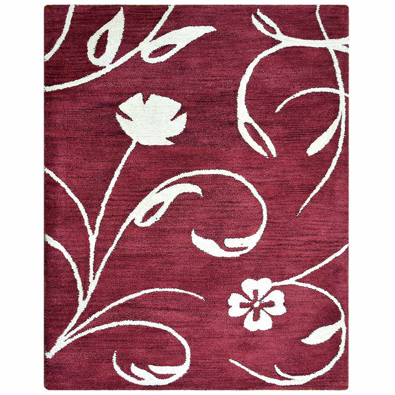 Tapis rectangulaires en laine touffetés à la main Crayton, Rectangulaire 3 pi x 5 pi, Rouge
