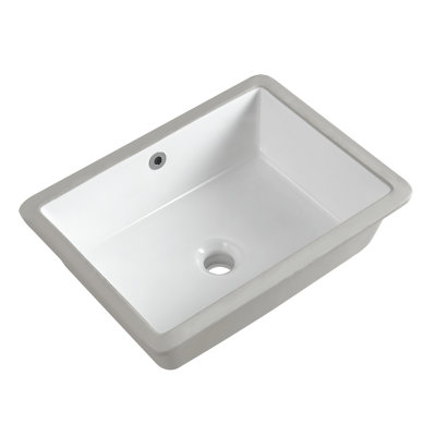 18" White Small Undermount Bathroom Sink Rectangle Ceramic Bathroom Sink with Overflow (18.3"x13.8") For Compact Bathroom