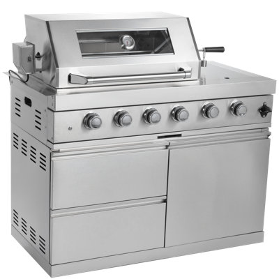 Îlot de cuisine de 46 po à 4 brûleurs et 72 000 BTU de 46 po avec 4 brûleurs de 46 po en acier inoxydable