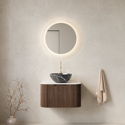 Meuble-lavabo mural avec lavabo en céramique et tiroir