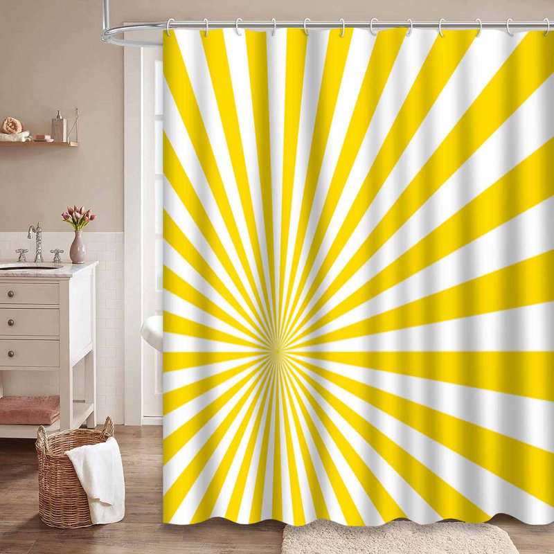 Rideau de douche imperméable à motif abstrait avec 12 crochets Sunburst, L 72 po x l 78 po