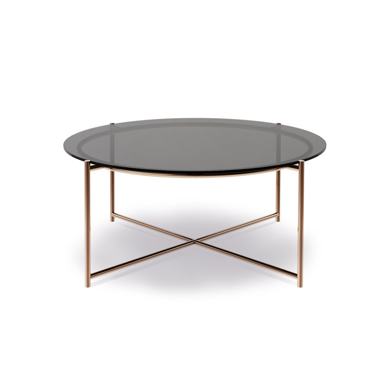 Alnisa Cross Legs Coffee Table, Dark Chrome, Grey, 36.7cm H x 113.5cm W x 113.5cm D