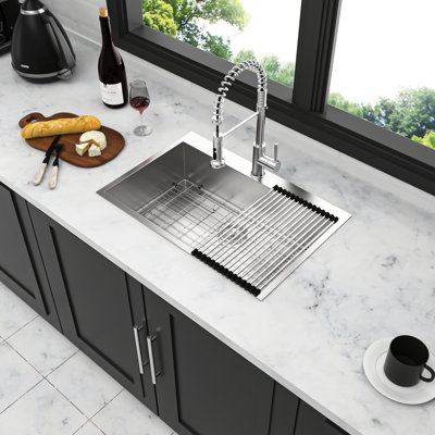 33X22 Inch Single Bowl Topmount Kitchen Sink 18 Gauge Stainless Steel Drop In, T-304 Material, 9-Inch Deep, Standard 3.5" Drain Openings, Five Rubber Pads For Soundproofing, Gentle Sloped Bottom Fast