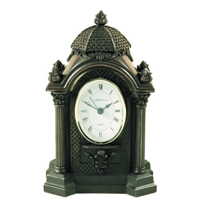 Traditional Analogue Resin Quartz Movement / Crystal Tabletop Clock in Bronze
