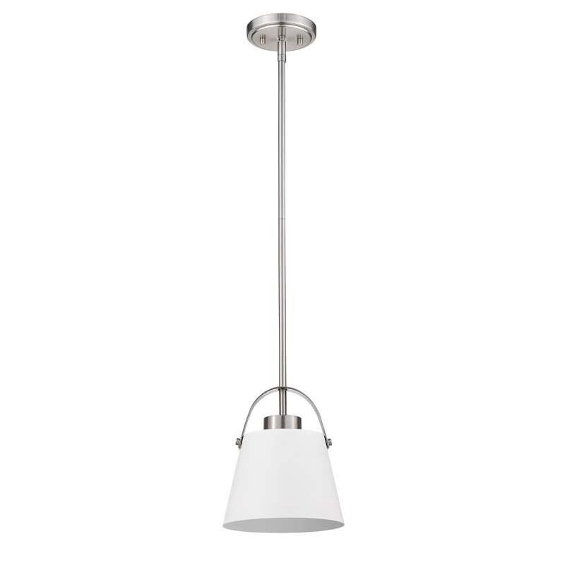 Chrisha 1 - Light Single Pendant, Brushed Nickel, 9.5" H x 8" W x 8" D, Matte White