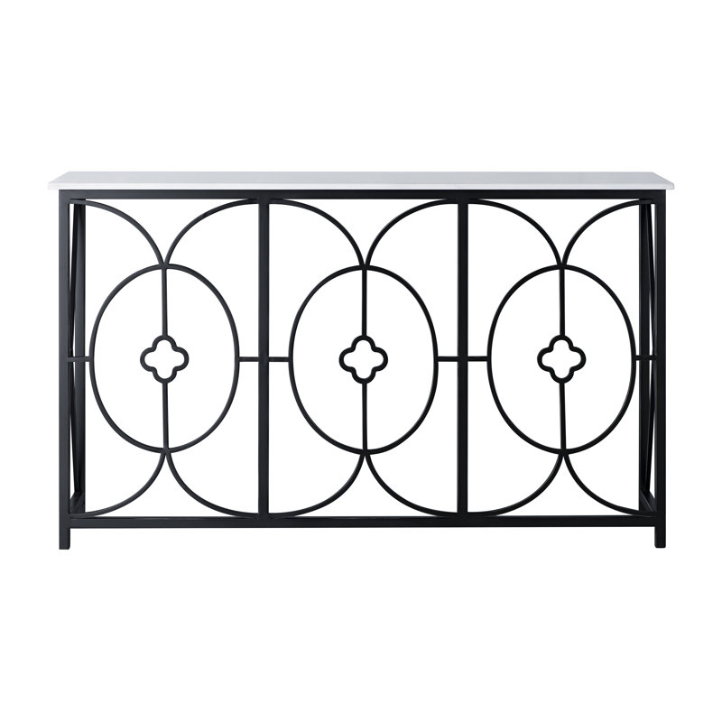 Rogue 60" Console Table, Carrera Marble, Flat Black