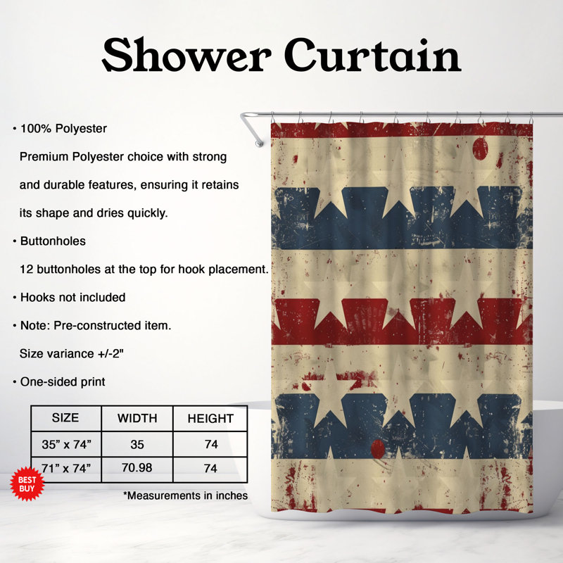 Rideau de douche Honor Memorial - Premium, H 74 po x l 71 po