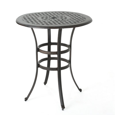 Cast Aluminium Bar Table, Detail, Transforms Outdoor Area Traditional Top, Weather