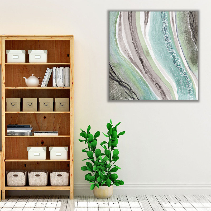 «Abstract Green Mauve Rivers», reproduction d'art sur toile, H 16 po x l 16 po