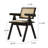 Mila Rattan Solid Wood Dining Chairs, Walnut/Black -1922918481