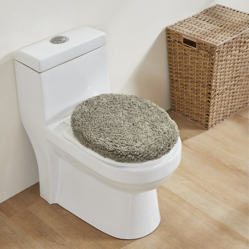 Merkle 100% Cotton Tufted Elongated Toilet Lid Cover, Ultra Soft, Absorbent & Machine Washable Bathroom Cover, 18" x 20", Sand