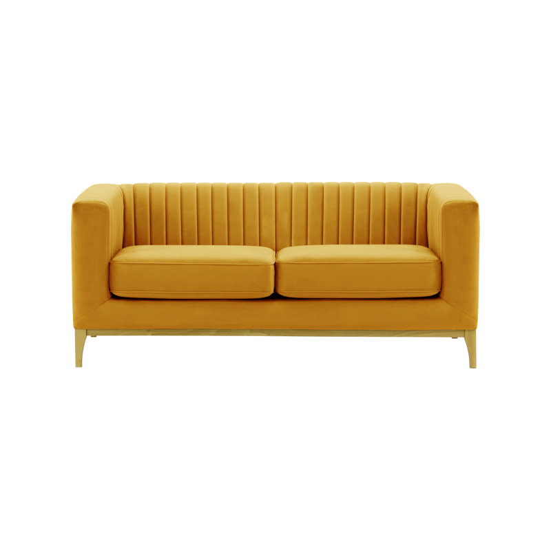 Buie Velvet Sofa, Like Oak, Mustard Yellow