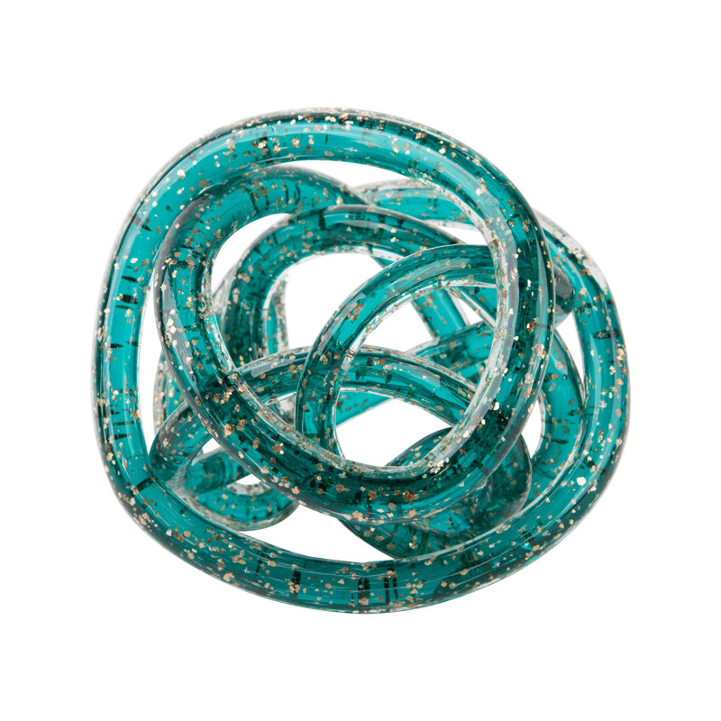 Pièce de décoration abstraite colorée Holliman, Turquoise, H 4 po x l 4 po x P 4 po