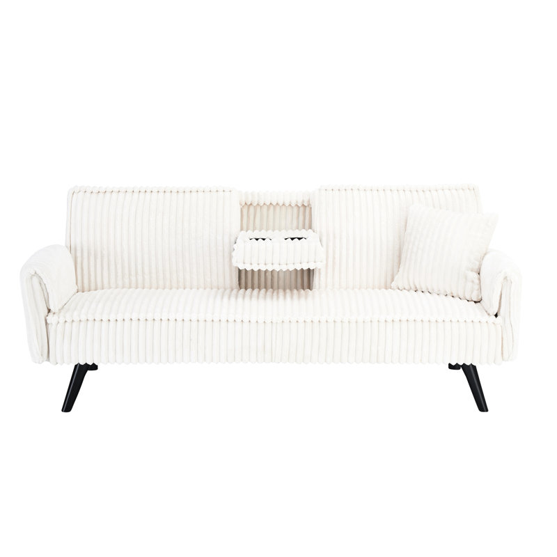 White Corduroy Convertible : Multi-Purpose, Comfortable Padding, Cup Holder Included Poolside With Quick-Dry Fabric: Waterproof And Practical, Base
