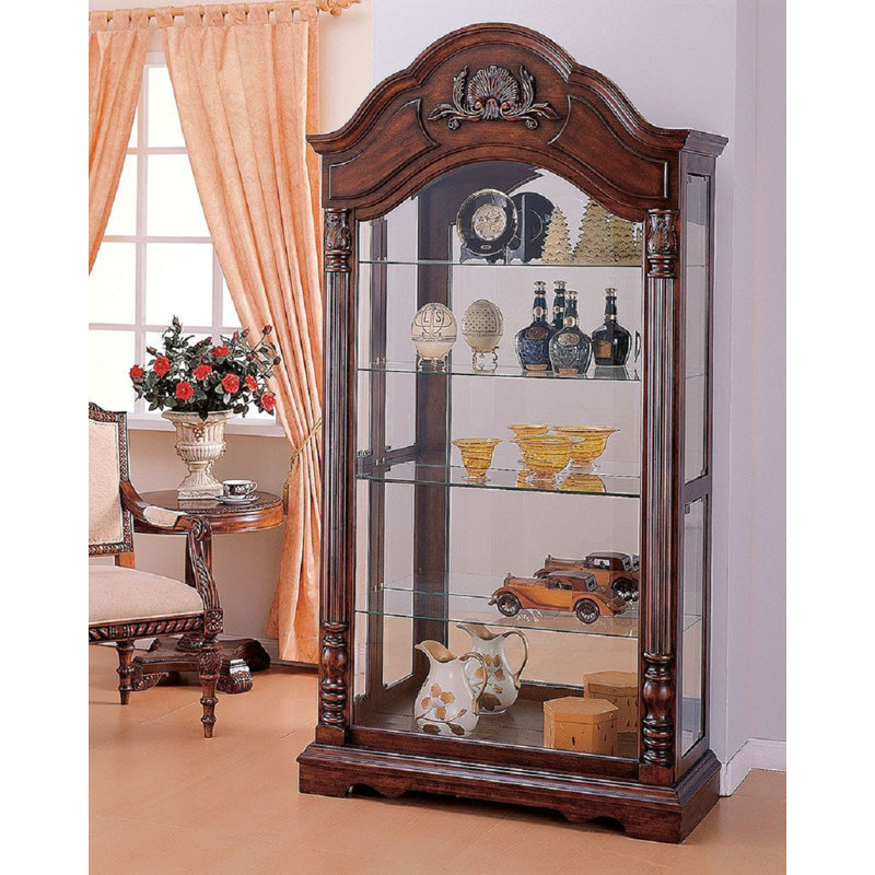 Vitrine Okeefe à 4 tablettes en cerisier