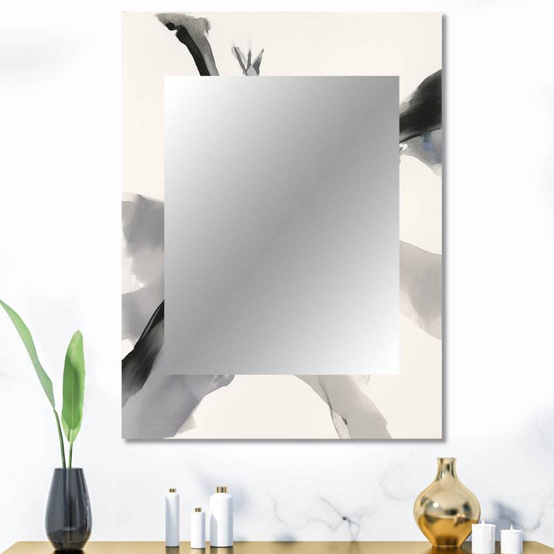 Abstrait neutre III - miroir de formes abstraites, miroir mural moderne unique, art imprimé en métal, 40 po x 30 po