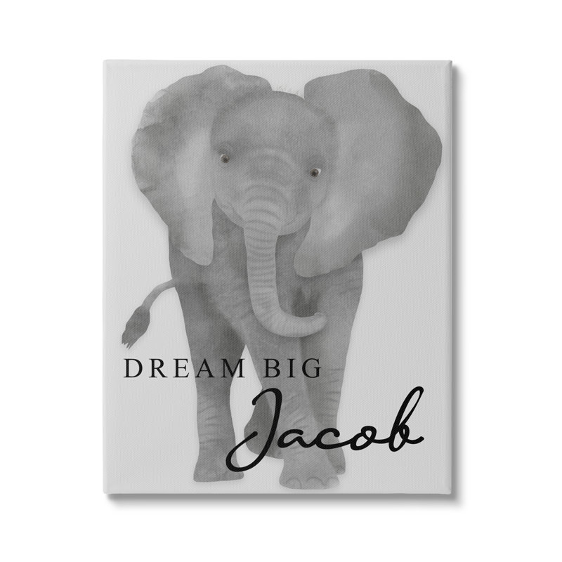 «Dream Big Elephant cmw-021», art mural personnalisé, H 20 po x l 16 po, Toile tendue, Oui