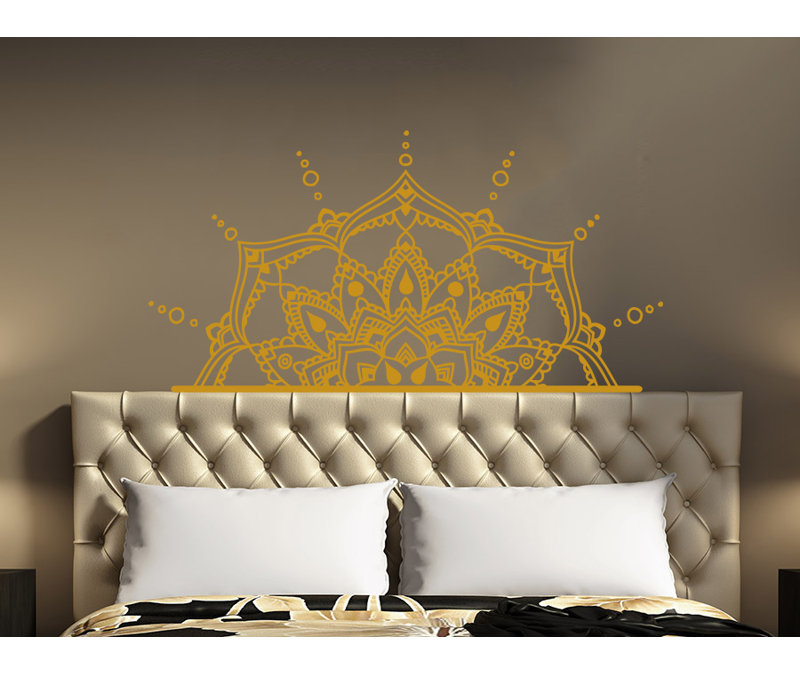 Décalcomanie murale en vinyle demi mandala chambre Ellenberger, Or