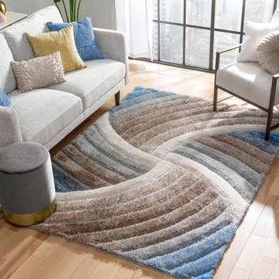 Tapis géométrique beige / rose Cobina