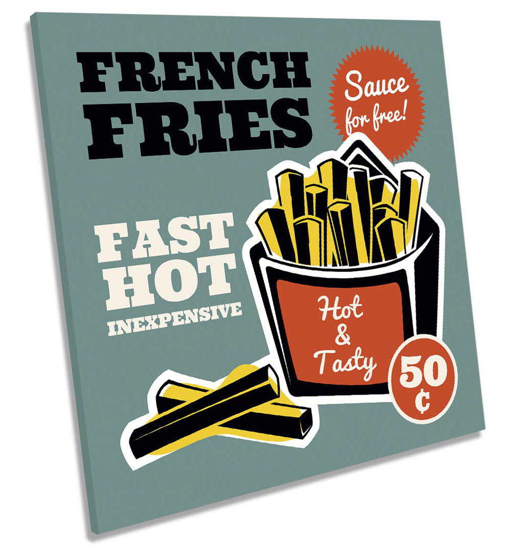 Z2700 Hot French Fries Kitchen Picture - Wrapped Canvas Print