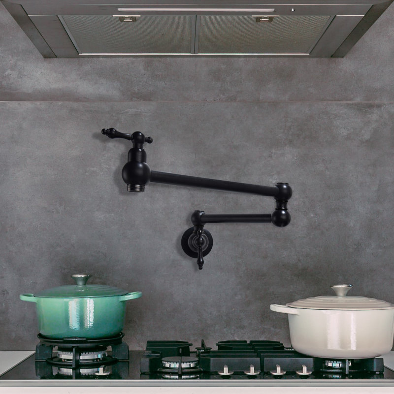 Wall Mounted Pot Filler Faucet, Matte Black