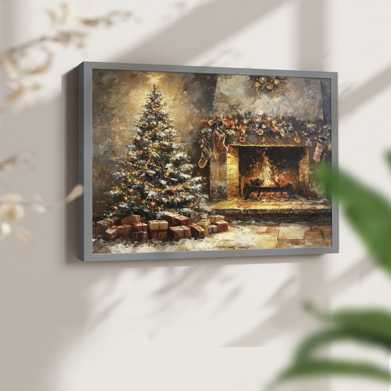Art de Noël - CCVV - Reproduction encadrée - Restickable, Gris, H 11 po x l 14 po