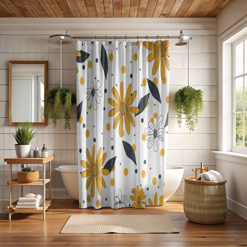Rideau de douche Plaid Flower - Premium 99, H 74 po x l 71 po