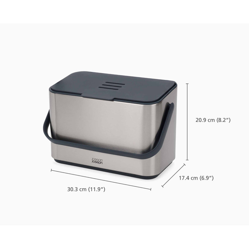 Joseph Joseph Collect 1 Gallon Stainless Steel Compost Caddy with Removable Bucket