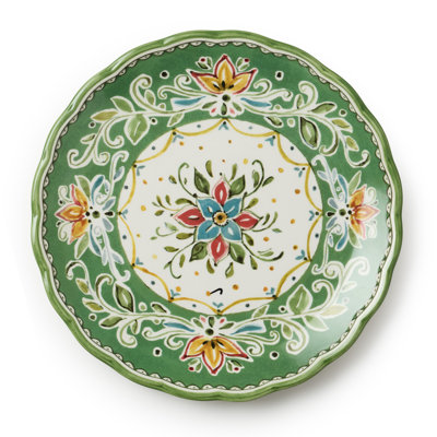 Provence 11-Inch Dinner Plates, Set of 4 Ceramic Plates with Assorted French Folk-Inspired Designs – Durable Everyday & Holiday Dinnerware for Pasta, Chicken, Veggies & More
