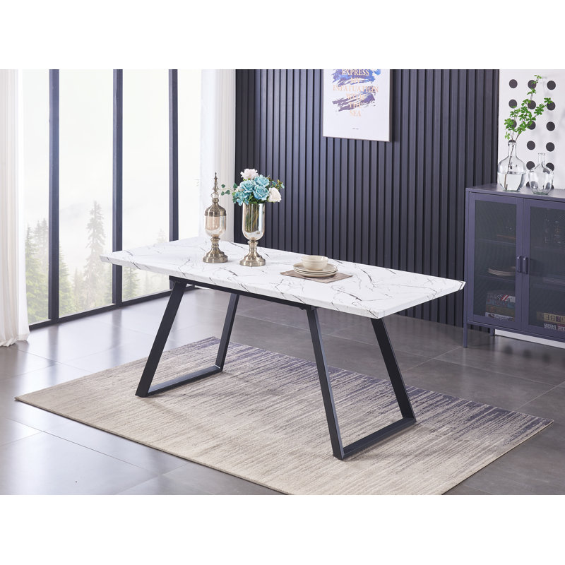 Minkler Extendable Dining Table, Marble White
