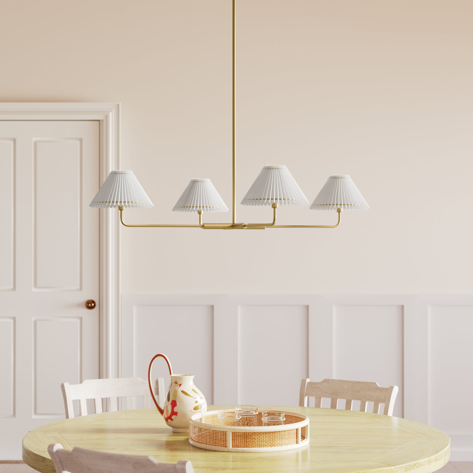 Pearson 4 - Light Unique Modern Linear Chandelier, Natural Brass