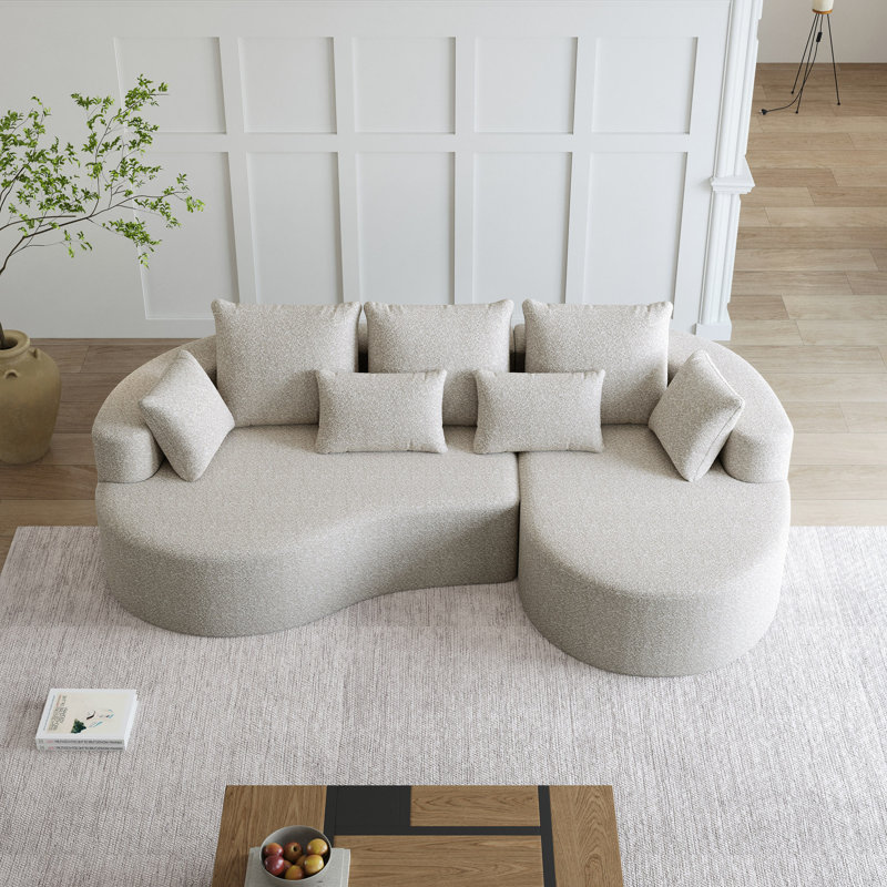 Canapé modulaire rembourré, canapé en nuage courbé extra large et large à 4 places de 105 po avec 7 coussins, canapé-lit combiné gratuit pour le salon, la chambre à coucher