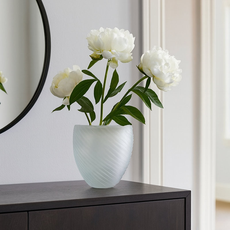 Vase de table en verre Affer, Blanc; gris